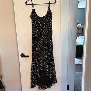 Express Black Dress with White Polka Dots — High-Low Hem
